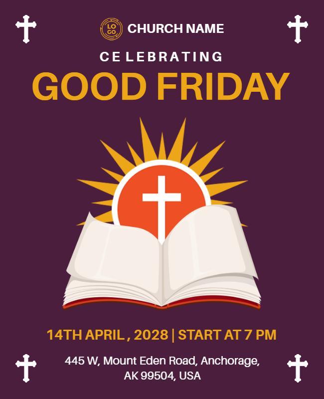 Bold Purple Good Friday Church Celebration Poster Template