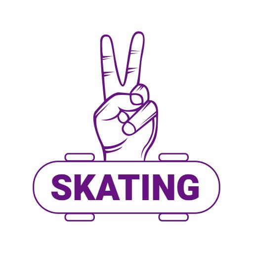 Bold Purple Hand Sign Promoting Skating Culture Logo Template