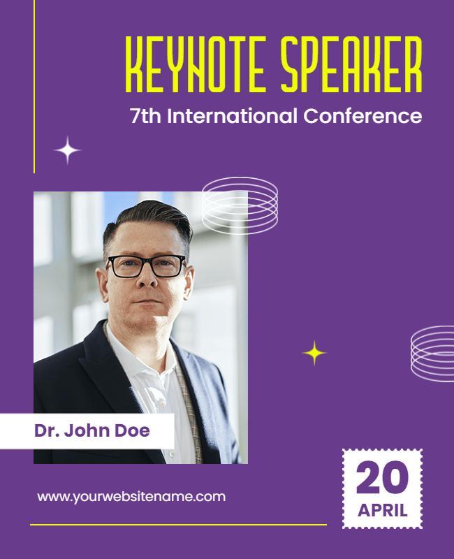 Bold Purple Keynote Speaker Conference Event Poster Template