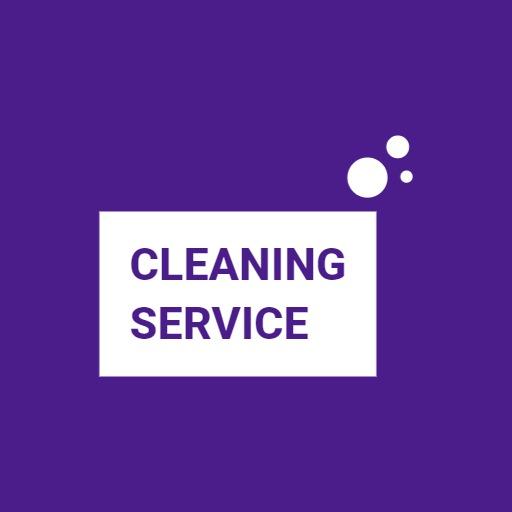 Bold Purple Minimalist Design for Cleaning Service Logo Template