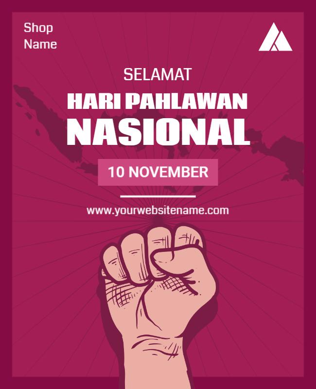 Bold Purple National Heroes Day Celebration Poster Template