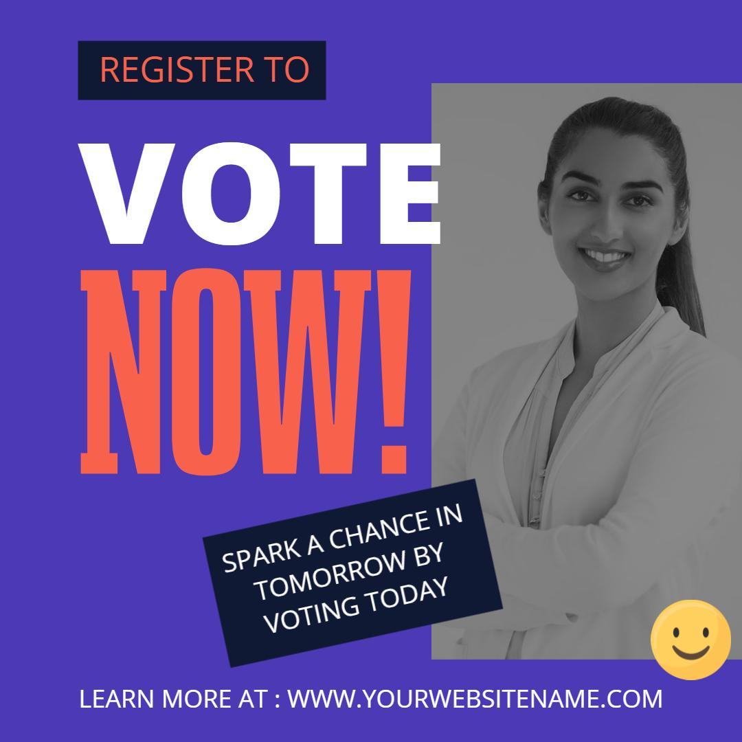 Bold Purple Voter Registration Event Promotion Ad Template