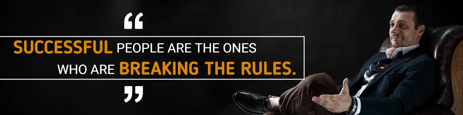 Bold Quote about Success and Rules on Elegant LinkedIn Banner Template