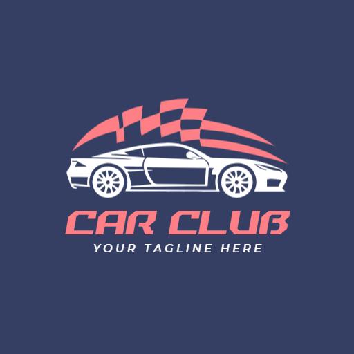 Bold Racing Car Design Featuring Red Checkered Flags Logo Template