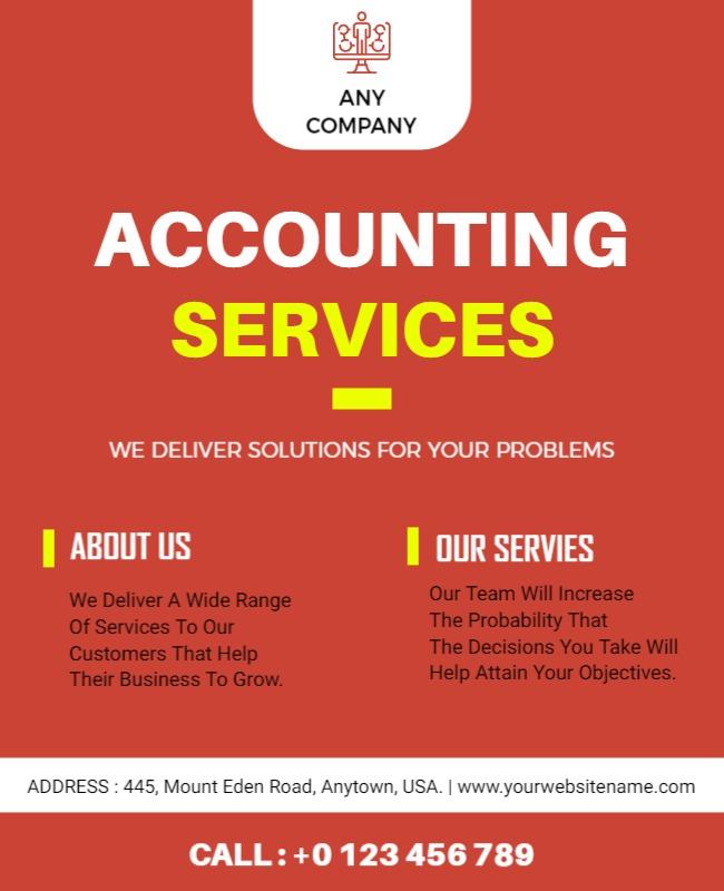 Bold Red Accounting Services Solutions Poster Template