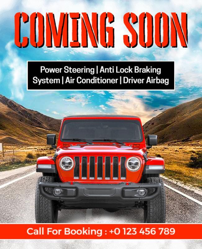 Bold Red Adventure Vehicle Launch Poster Template
