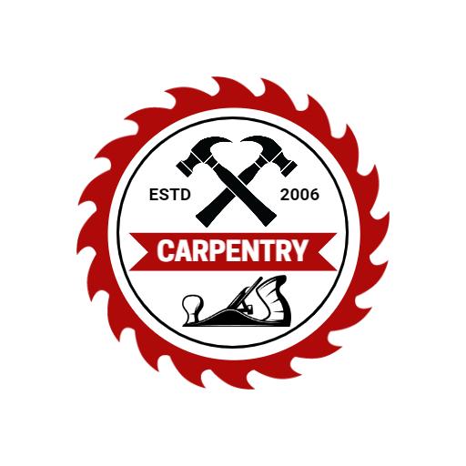 Bold Red and Black Carpentry Tools Iconic Logo Template