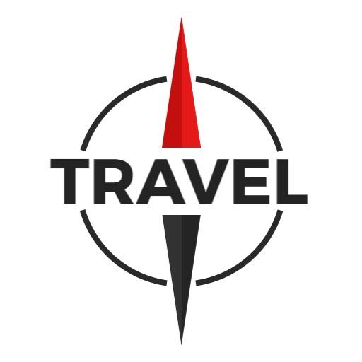Bold Red and Black Compass Design for Travel Logo Template