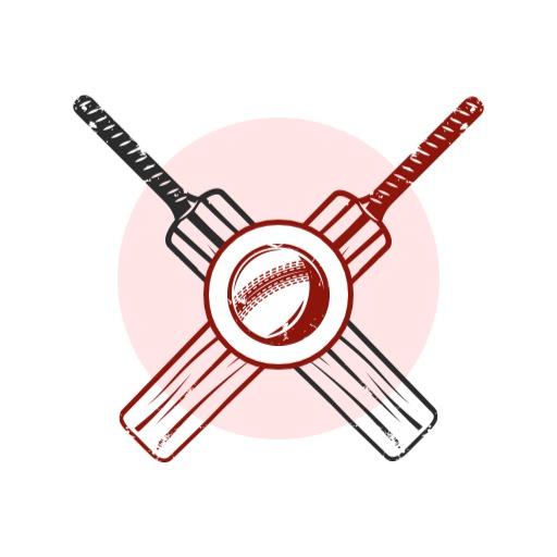 Bold Red and Black Cricket Team Logo with Bats and Ball Logo Template