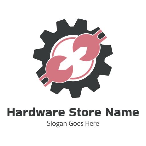 Bold Red and Black Gear Design for Reliable Hardware Logo Template
