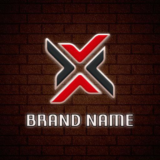 Bold Red and Black Geometric Style Mockup Design Logo Template