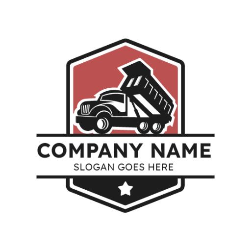 Bold Red and Black Truck Design for Tipper Industry Logo Template