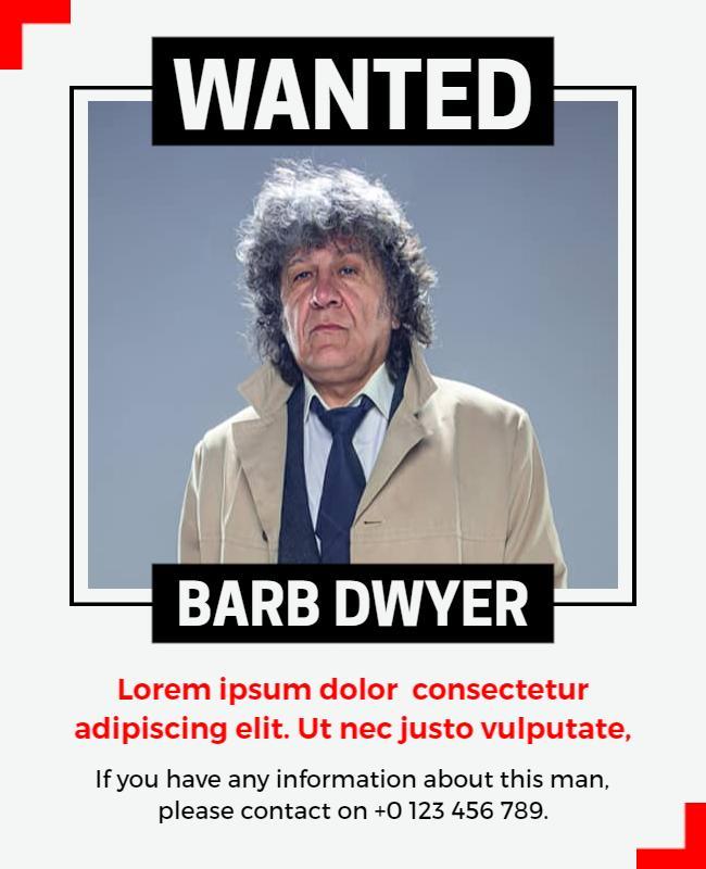 Bold Red and Black Wanted Criminal Alert Reward Notice Flyer