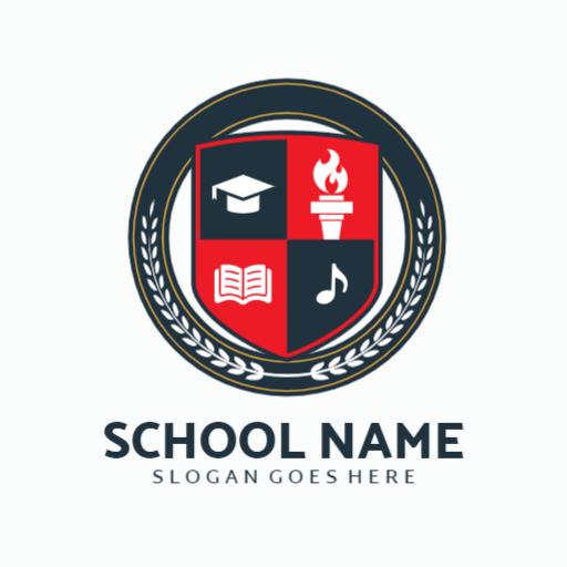 Bold Red and Blue Crest Emblem for School Identity Logo Template
