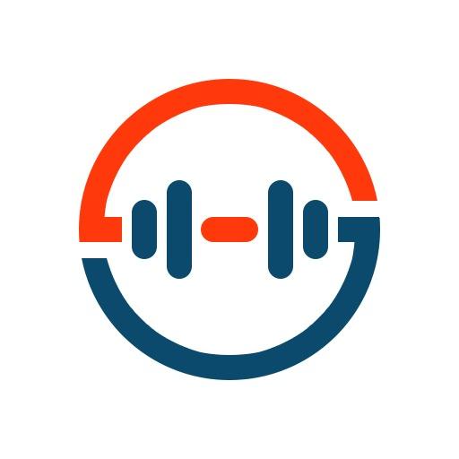 Bold Red and Blue Fitness Equipment Blank Circle Logo Template