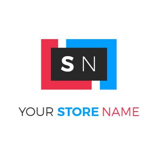 Bold Red and Blue Minimalist Design for Modern Logo Template