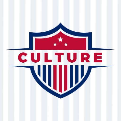Bold Red and Blue Shield Celebrating Cultural Heritage Logo Template