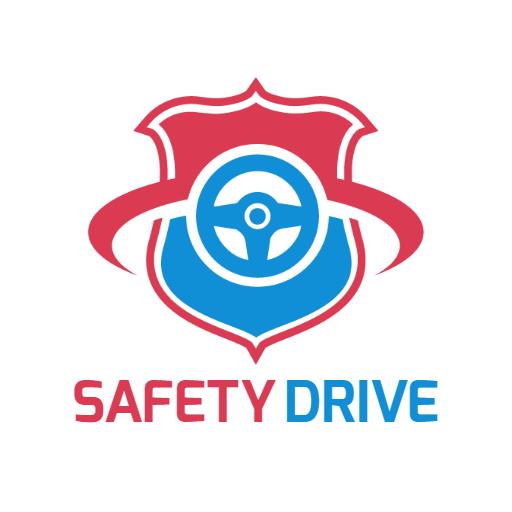 Bold Red and Blue Shield Emblem for Driving Safety Logo Template