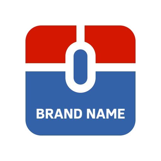 Bold Red and Blue Square Shape Logo with Modern Elements Logo Template