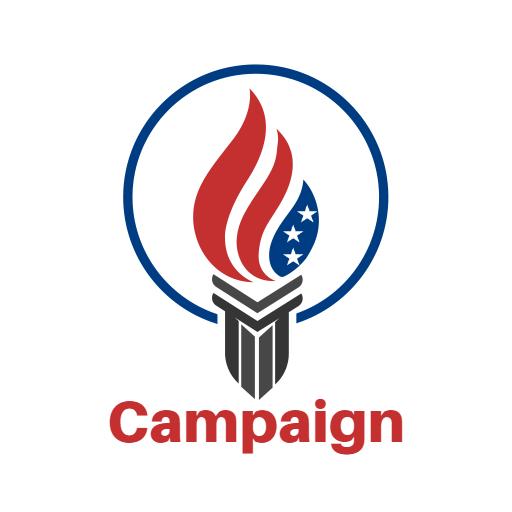 Bold Red and Blue Torch Design Representing Campaign Logo Template