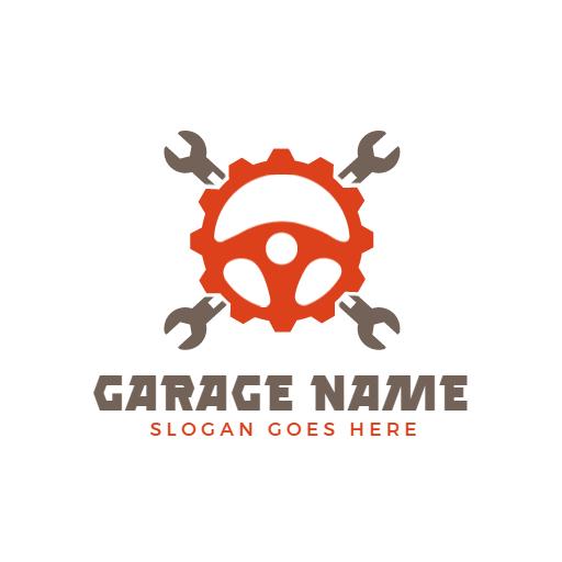 Bold Red and Gray Gear Design for Your Garage Brand Logo Template