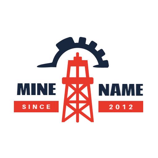 Bold Red and Navy Mining Tower Design for Your Company Logo Template