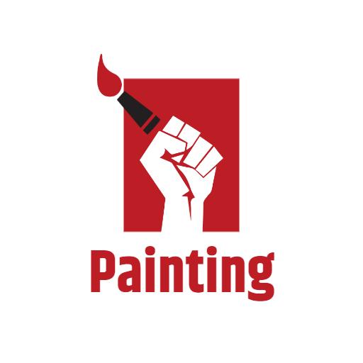 Bold Red and White Artistic Expression Through Painting Logo Template