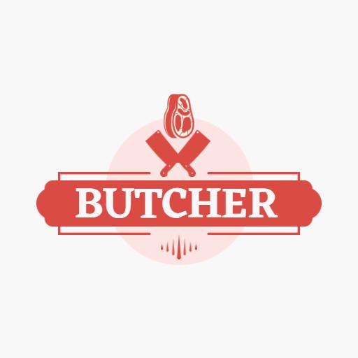 Bold Red and White Butcher Shop Featuring Fresh Cuts Logo Template