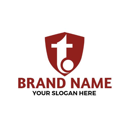 Bold Red and White Shield Featuring T Letter Logo Template