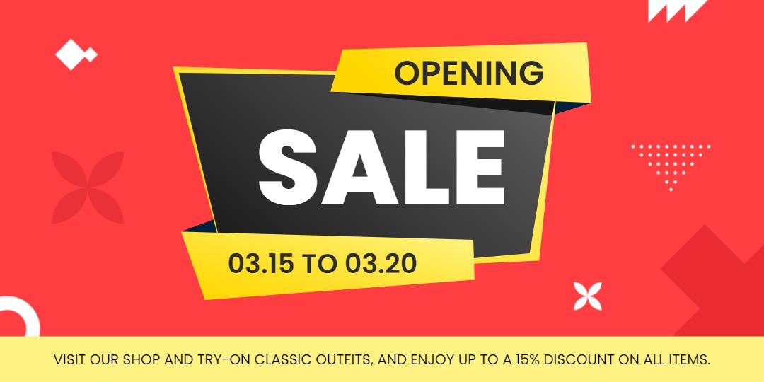 Bold Red and Yellow Opening Sale Tarpaulins Banner Template