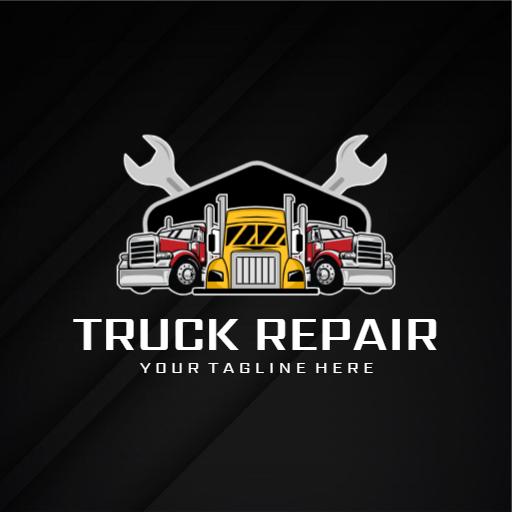 Bold Red and Yellow Trucks Representing Truck Repair Logo Template