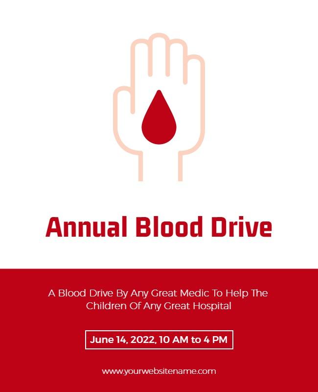 Bold Red Annual Blood Drive Community Support Poster Template
