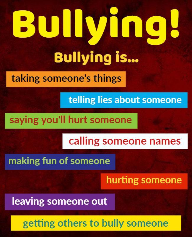 Bold Red Anti-Bullying Awareness Education Poster Template