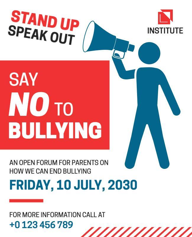 Bold Red Anti-Bullying Forum Awareness Flyer Template
