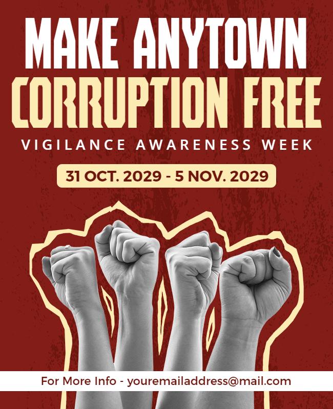 Bold Red Anti-Corruption Vigilance Awareness Week Poster Template
