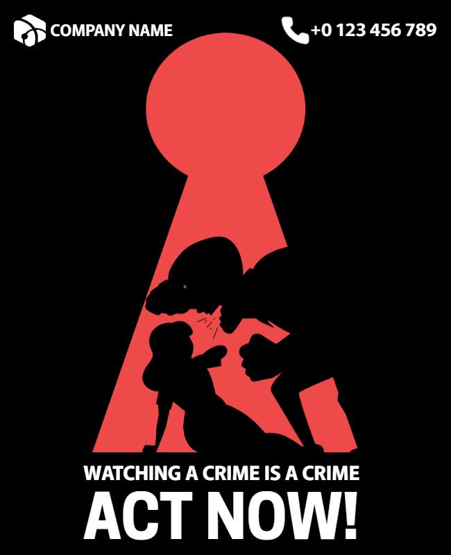 Bold Red Anti-Crime Awareness Action Poster Template