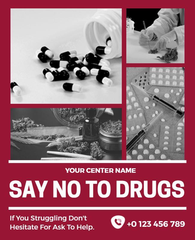 Bold Red Anti-Drug Awareness Campaign Poster Template