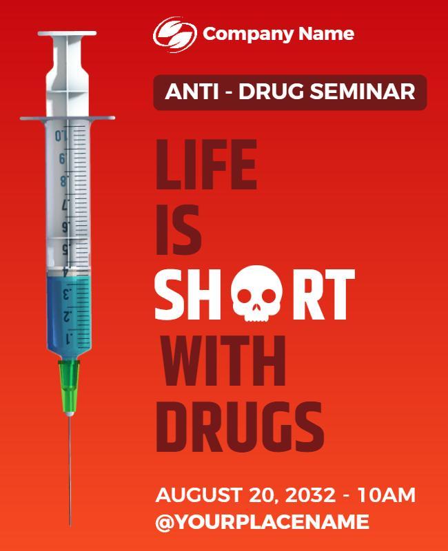 Bold Red Anti-Drug Seminar Awareness Poster Template
