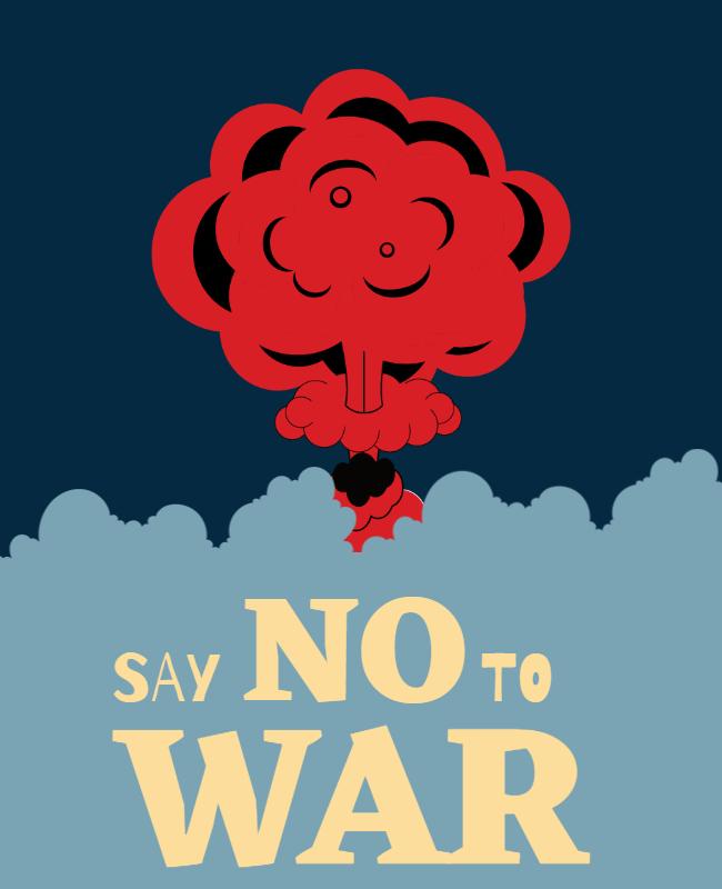 Bold Red Anti-War Message with Explosive Cloud Poster Template