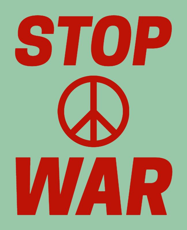 Bold Red Anti-War Message with Peace Symbol Poster Template
