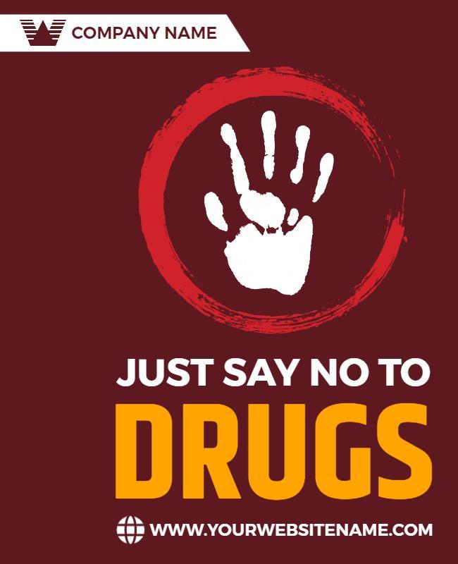 Bold Red Awareness Campaign Against Drug Abuse Poster Template
