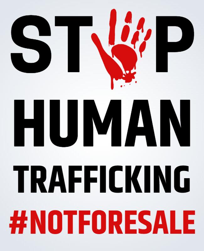 Bold Red Awareness Campaign Against Human Trafficking Poster Template