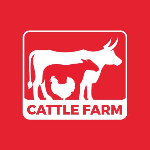 Bold Red Background Showcasing Cattle Farm and Livestock Logo Template