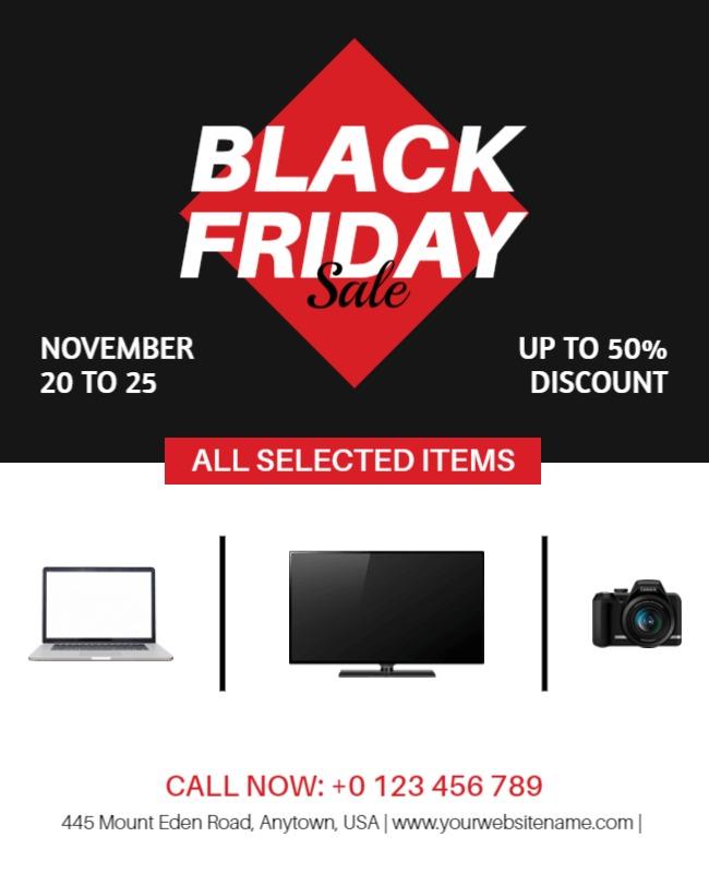 Bold Red Black Friday Sale Discount Event Poster Template