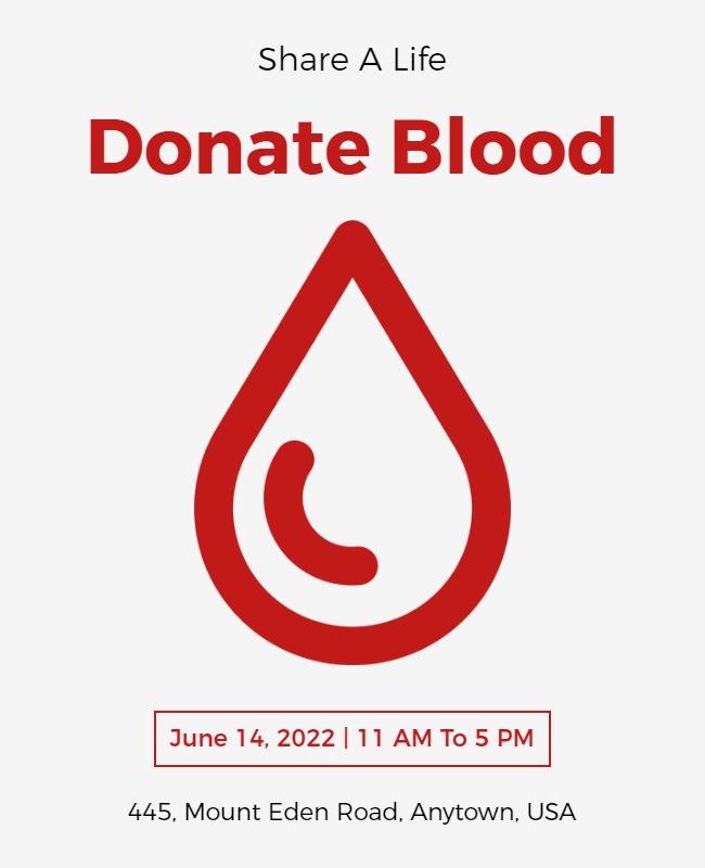 Bold Red Blood Donation Awareness Event Poster Template