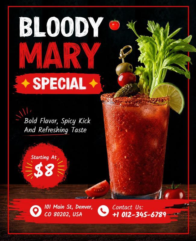 Bold Red Bloody Mary Cocktail Promotion Flyer Template