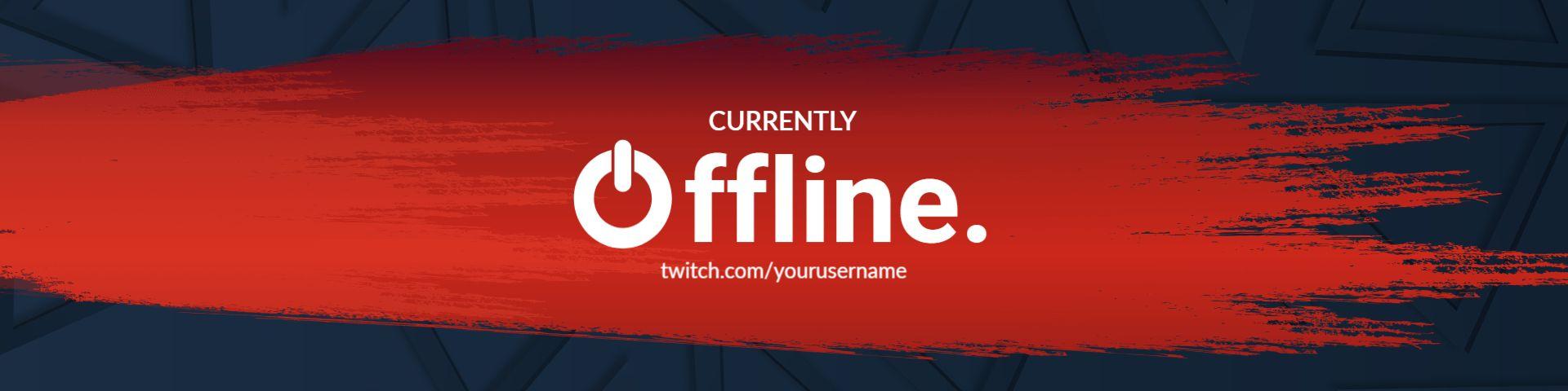 Bold Red Brush Stroke Design for Currently Offline Twitch Banner Template