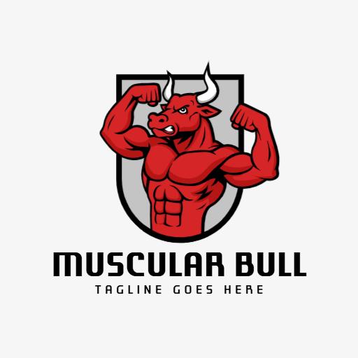 Bold Red Bull Design Motivating Fitness Enthusiasts Logo Template