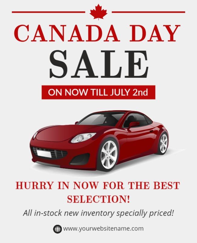 Bold Red Canada Day Car Sale Promotional Poster Template