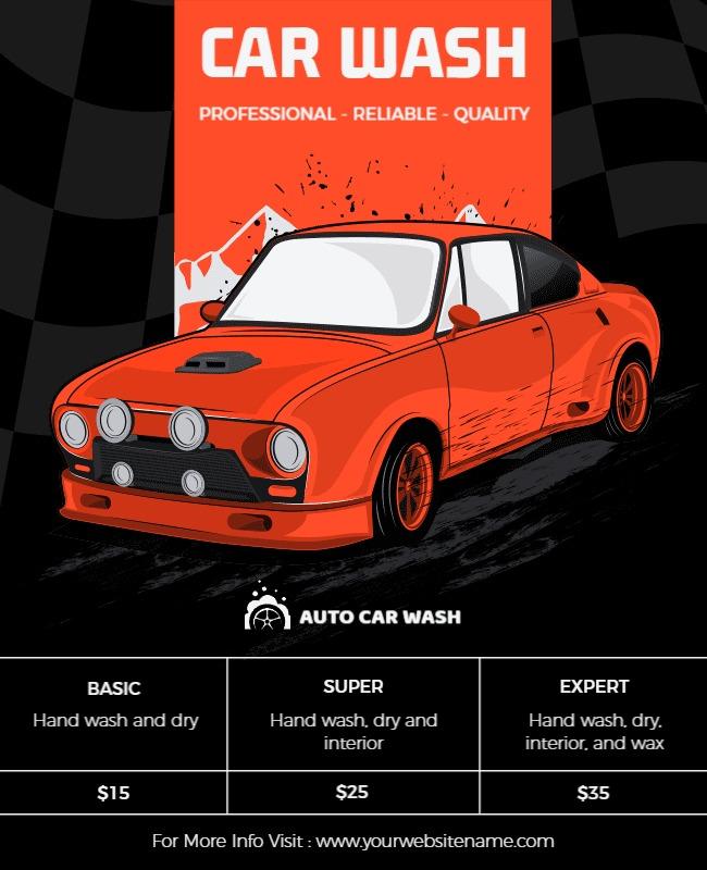 Bold Red Car Wash Service Promotional Poster Template